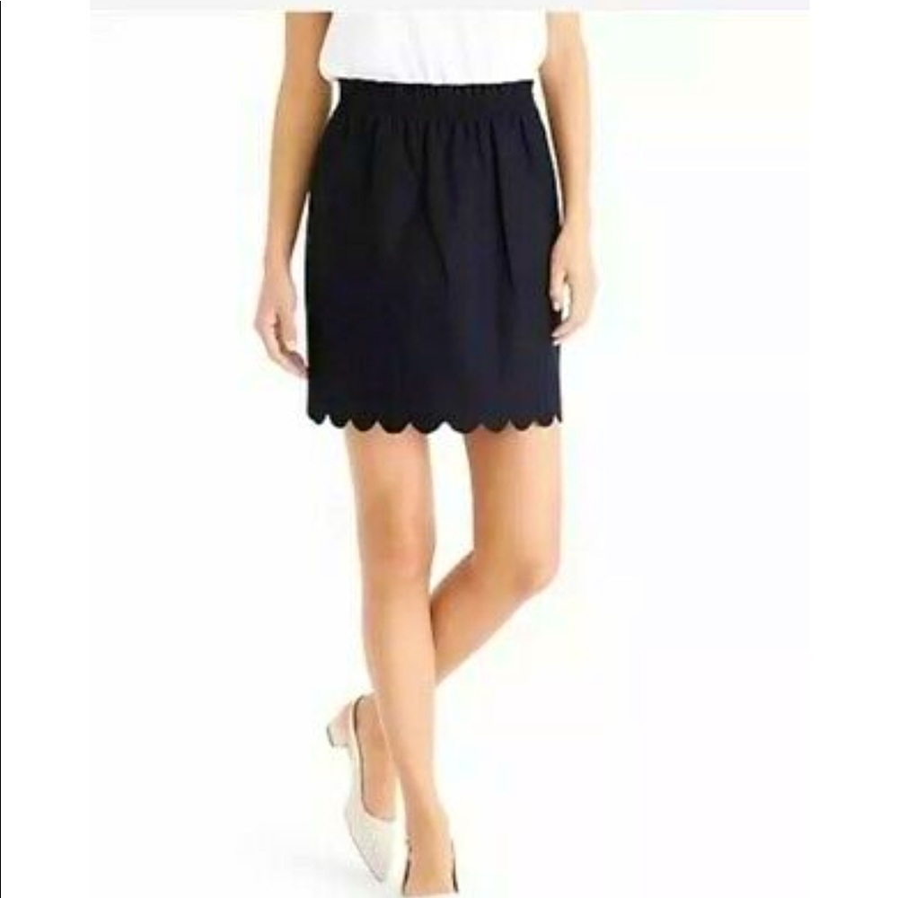 Jcrew linen scalloped black skirt
